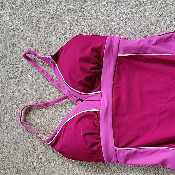 Modcloth High Dive Sporty & Splashy Classic 1pc Swimsuit Sz Small Cranberry Pink - Picture 2 of 6
